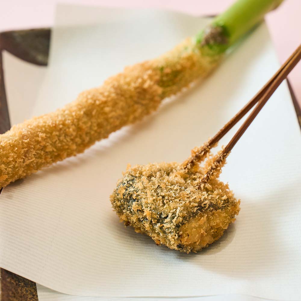 KUSHIハゲ天のメニュー「鰯梅肉挟みとアスパラの肉巻きセット」のイメージ画像2