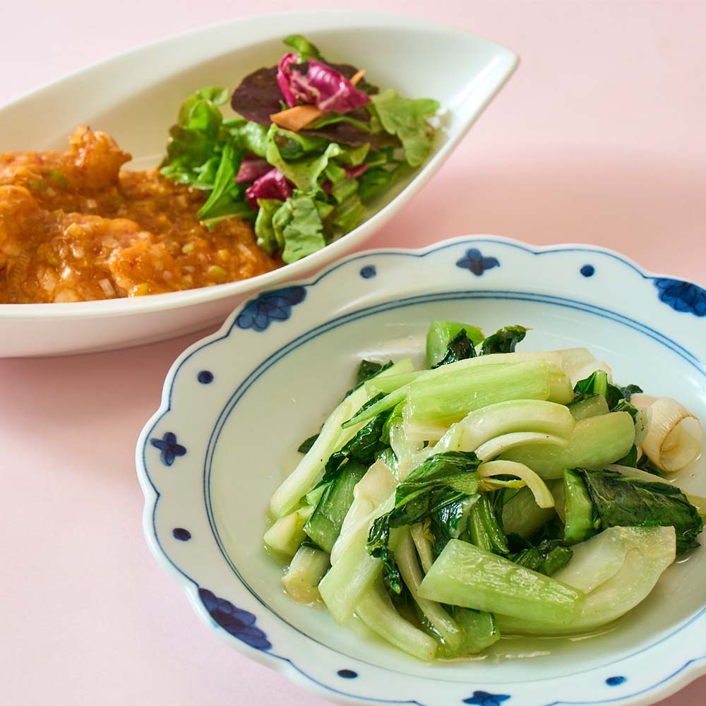 四川飯店のメニュー「大海老のチリソースと季節野菜の炒めハーフサイズセット」のイメージ画像2