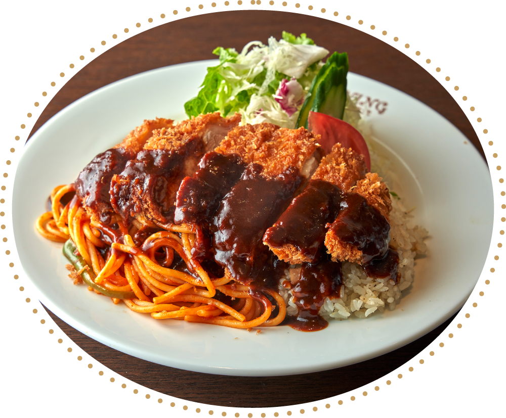 66ダイニング六本木六丁目食堂のメニュー「三元豚ポークカツのトルコライス」のイメージ画像