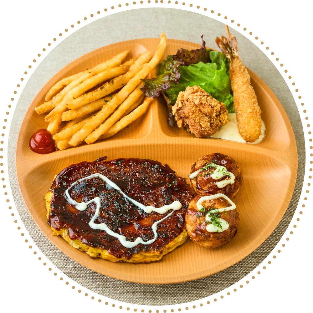 大阪道頓堀ぼてぢゅうのメニュー「お子さまぼてぢゅう®恐竜プレート」のイメージ画像