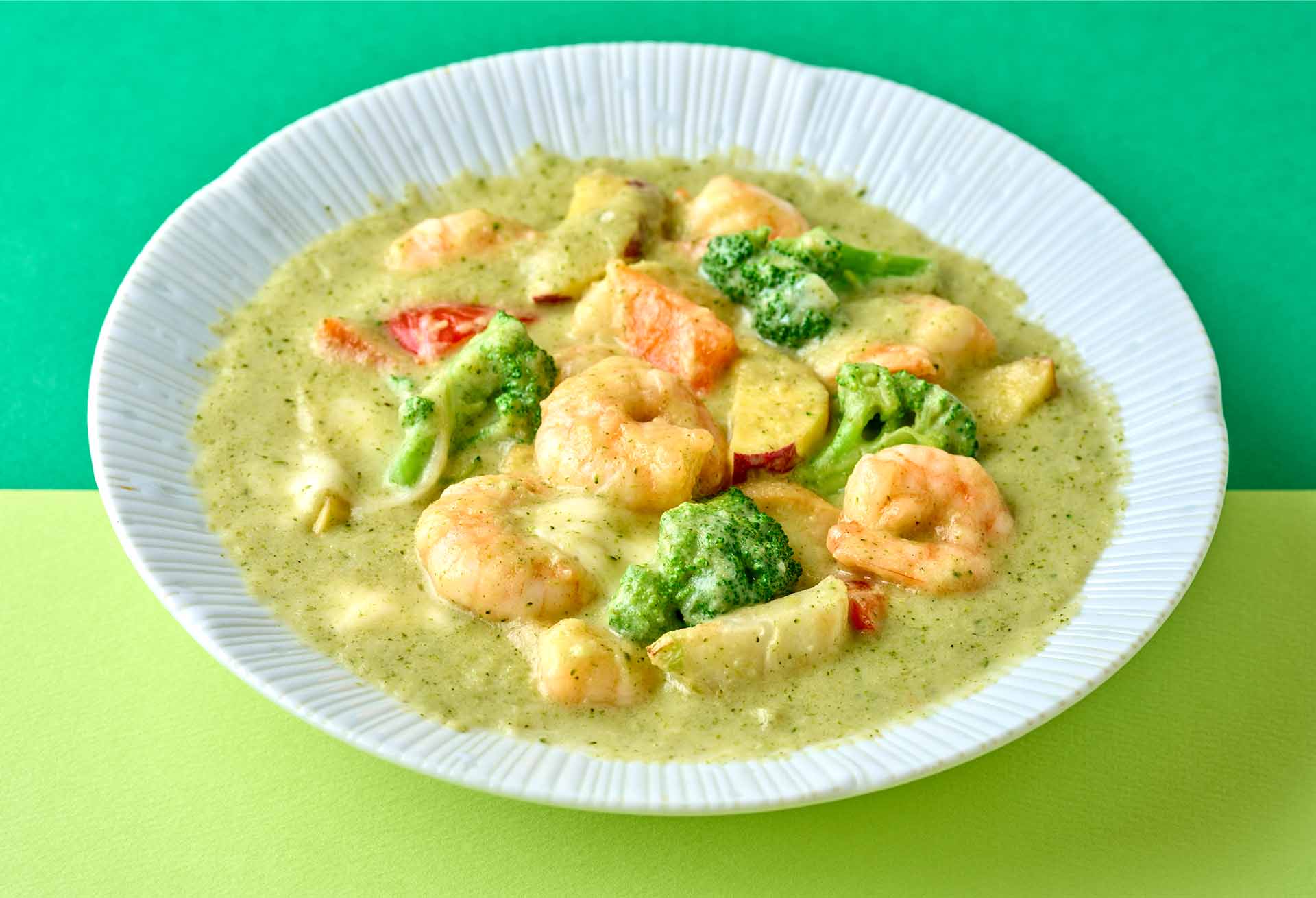 「海老と彩り冬野菜のブロッコリーソース炒め」メニューのイメージ1